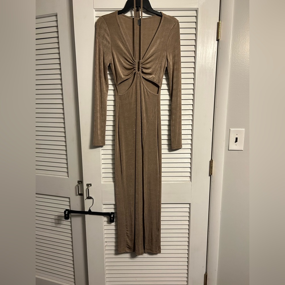 Elegant Brown Long Sleeve Dress